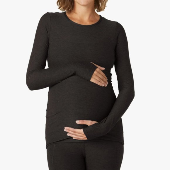 Beyond Yoga 1445 Featherweight Count On Me Maternity Crew Pullover in Dar… - Picture 1 of 4